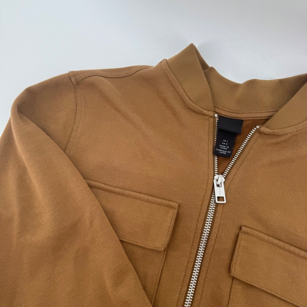 H&M‎ Jacket Caramel Brown Utility Pockets Full Zip Long Sleeve Mens L